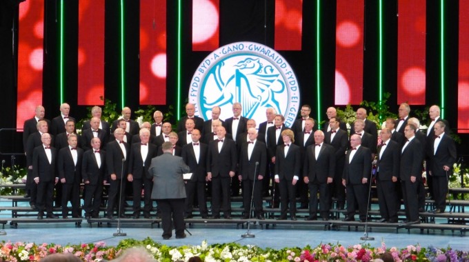 Choir on stage in Llangollen International Eisteddfod  2015